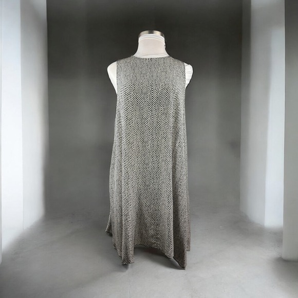 Eileen Fisher 100% Silk Sleeveless Round Neck A-Line Swing Trapeze Dress Large - Picture 15 of 15